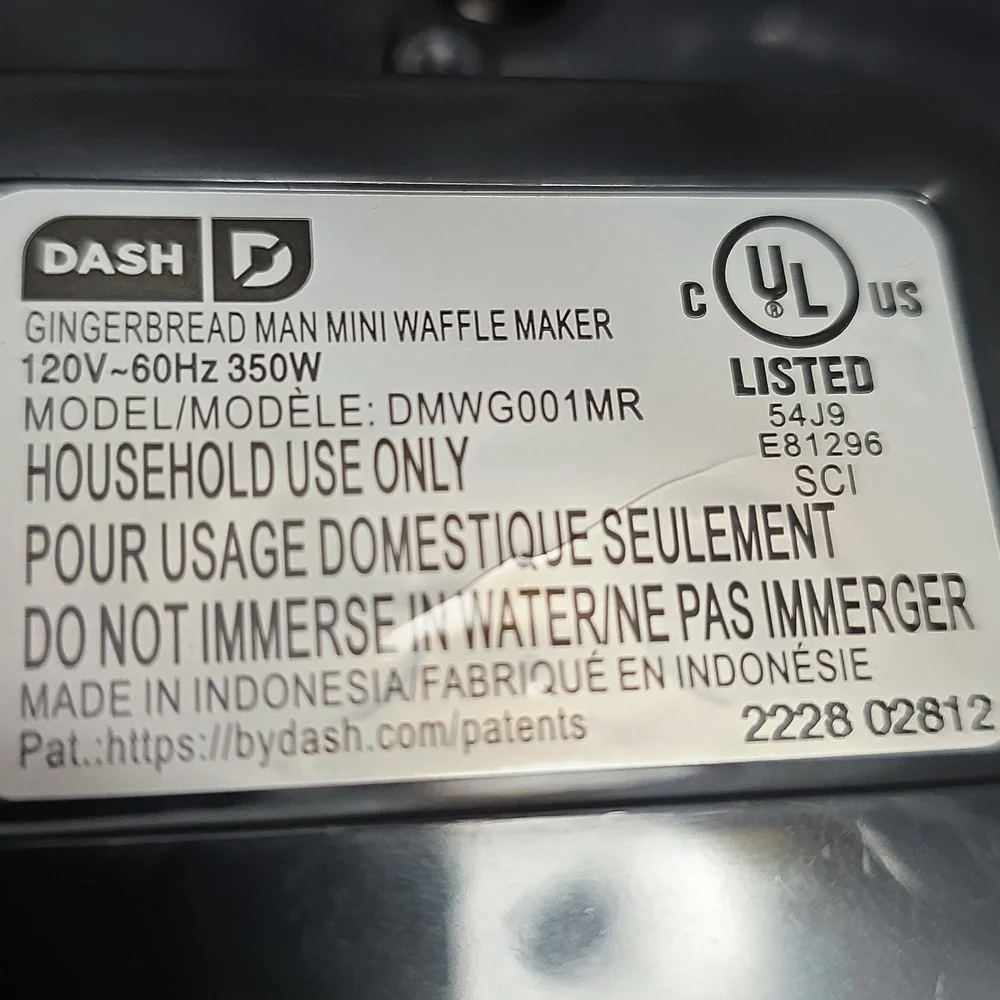 Compact Red Waffle Maker, Mini Gingerbread Man Maker, Dash, NIB